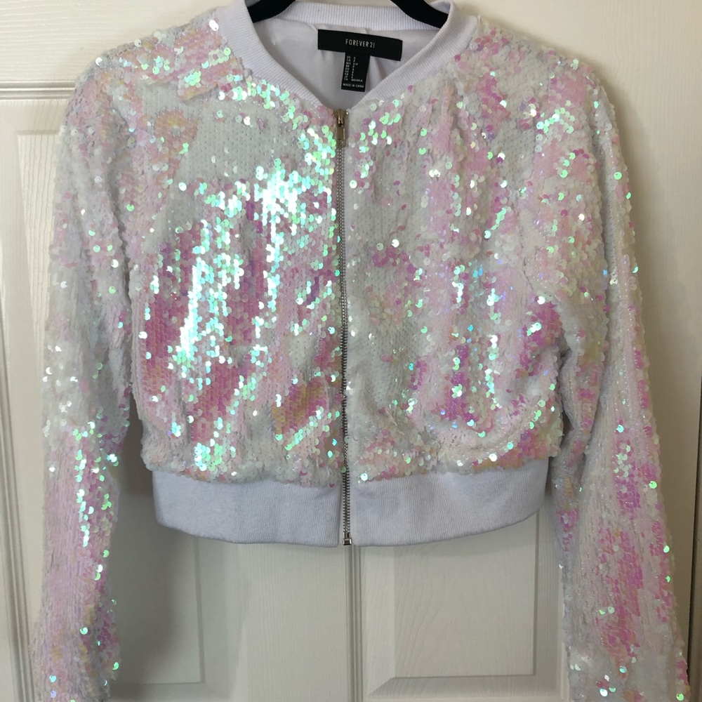 Forever21 pink/white sequin jacket